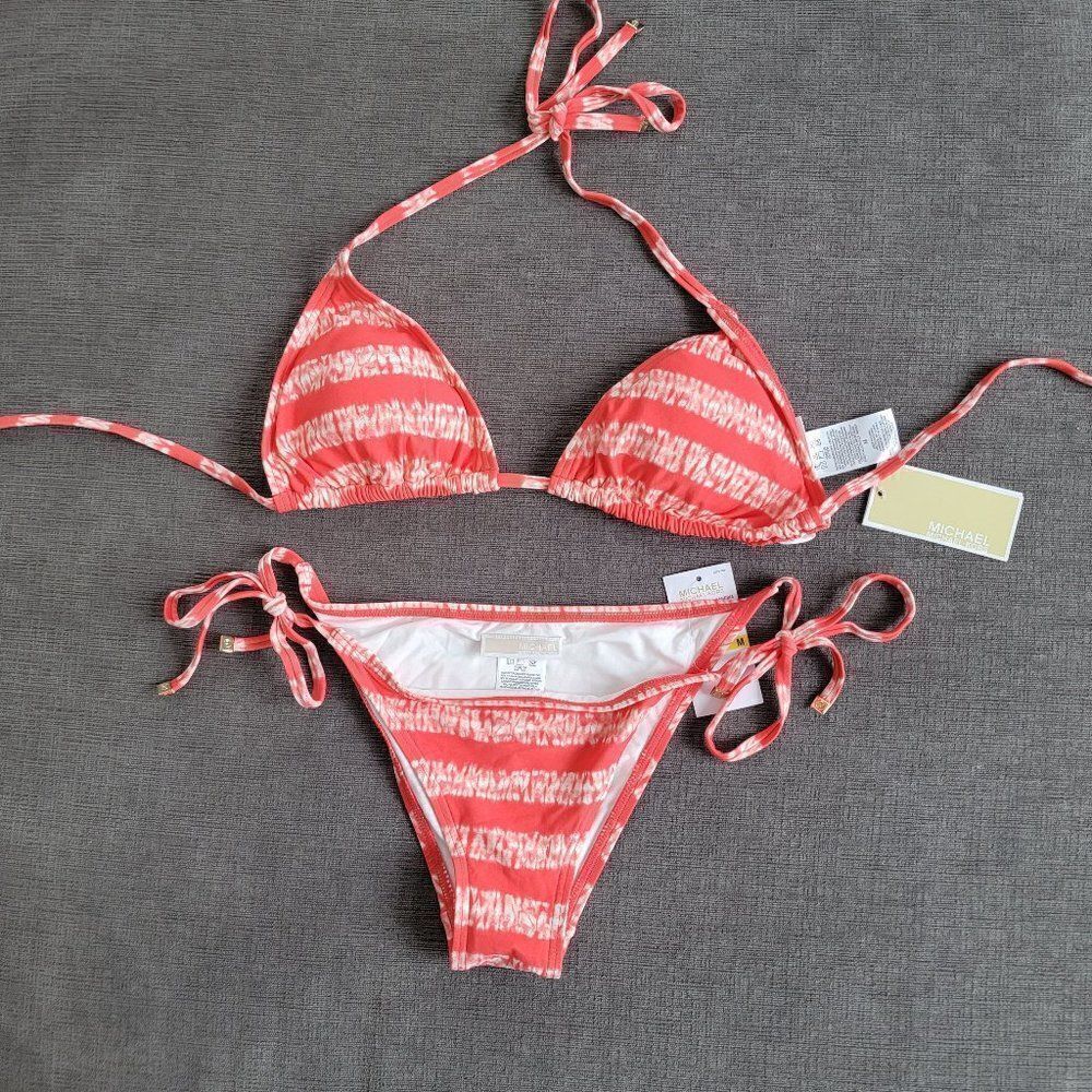 🆕️ 2024 Michael Kors Sangria Bikini Top & Bottom For Women's Size Medium